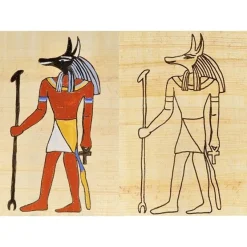 Papyruskleurplaat Egyptische God Anubis